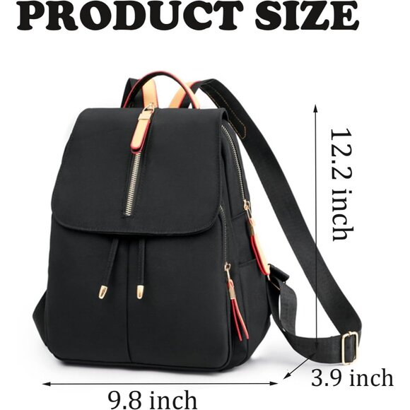 Mini Nylon Backpack for Women Lightweight Travel Purse D Black Small Trendy Bag - Picture 2 of 7